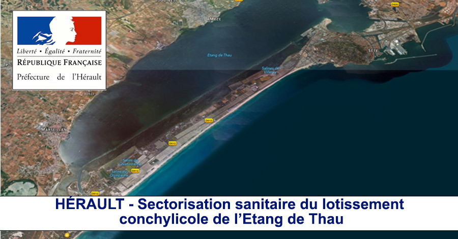 Hérault - HÉRAULT - Sectorisation sanitaire du lotissement conchylicole de l’Étang de Thau