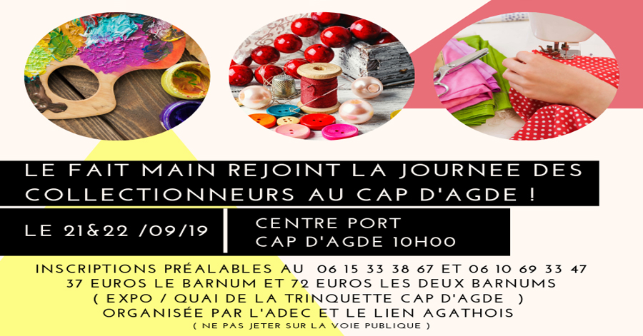 Cap d'Agde - Le fait main rejoint le salon des collectionneurs le week-end du 21 et 22 septembre
