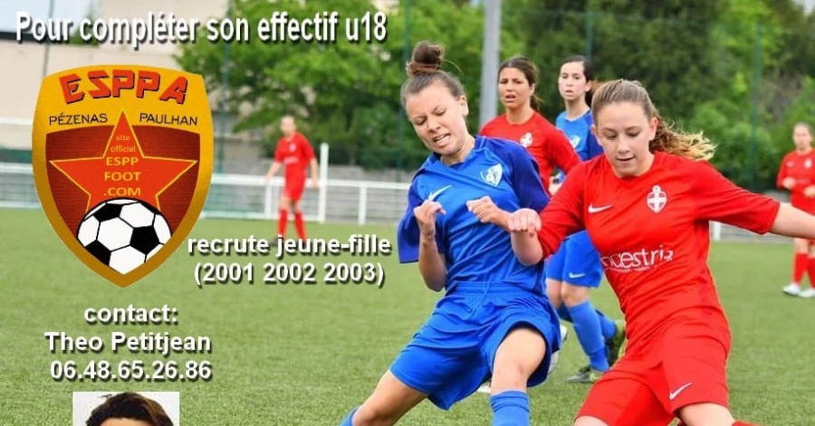 Football Pézenas - l'Entente Sportive Paulhan Pezenas Avenir recrute des féminines