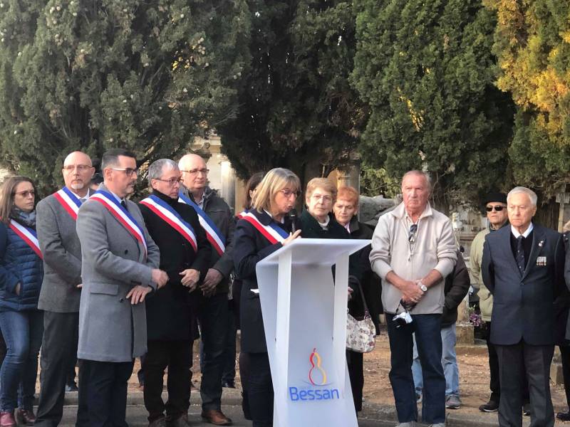 Bessan - Emotion et hommage à Auguste Azéma lors de la cérémonie du 11 Novembre
