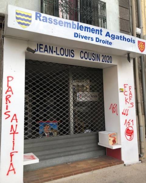 Agde - Le local de Campagne de Jean-Louis Cousin vandalisé