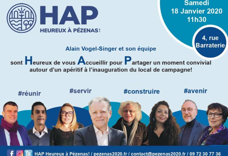 Pézenas - Inauguration local de campagne heureux à Pézenas