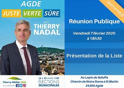 Agde - réunion publique avec Thierry Nadal (liste Agde - Juste - Verte - Sûre)