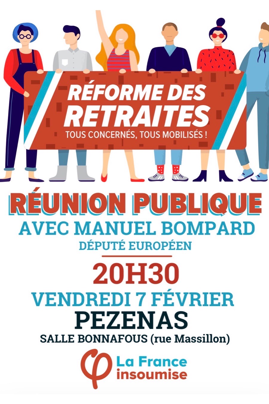 Pézenas - PEZENAS - Réforme des retraites - Réunion publique avec Manuel BOMPARD