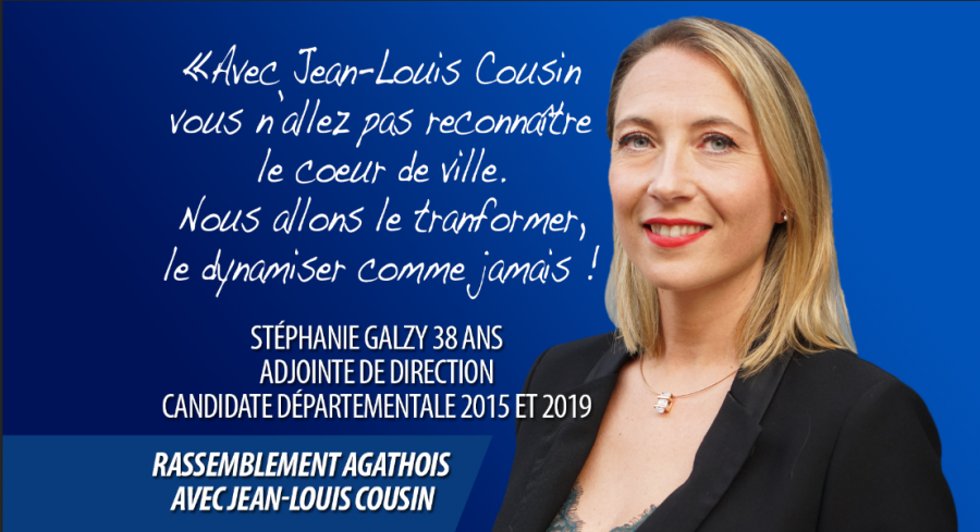Agde - STEPHANIE GALZY SUR LA LISTE DE JEAN LOUIS COUSIN