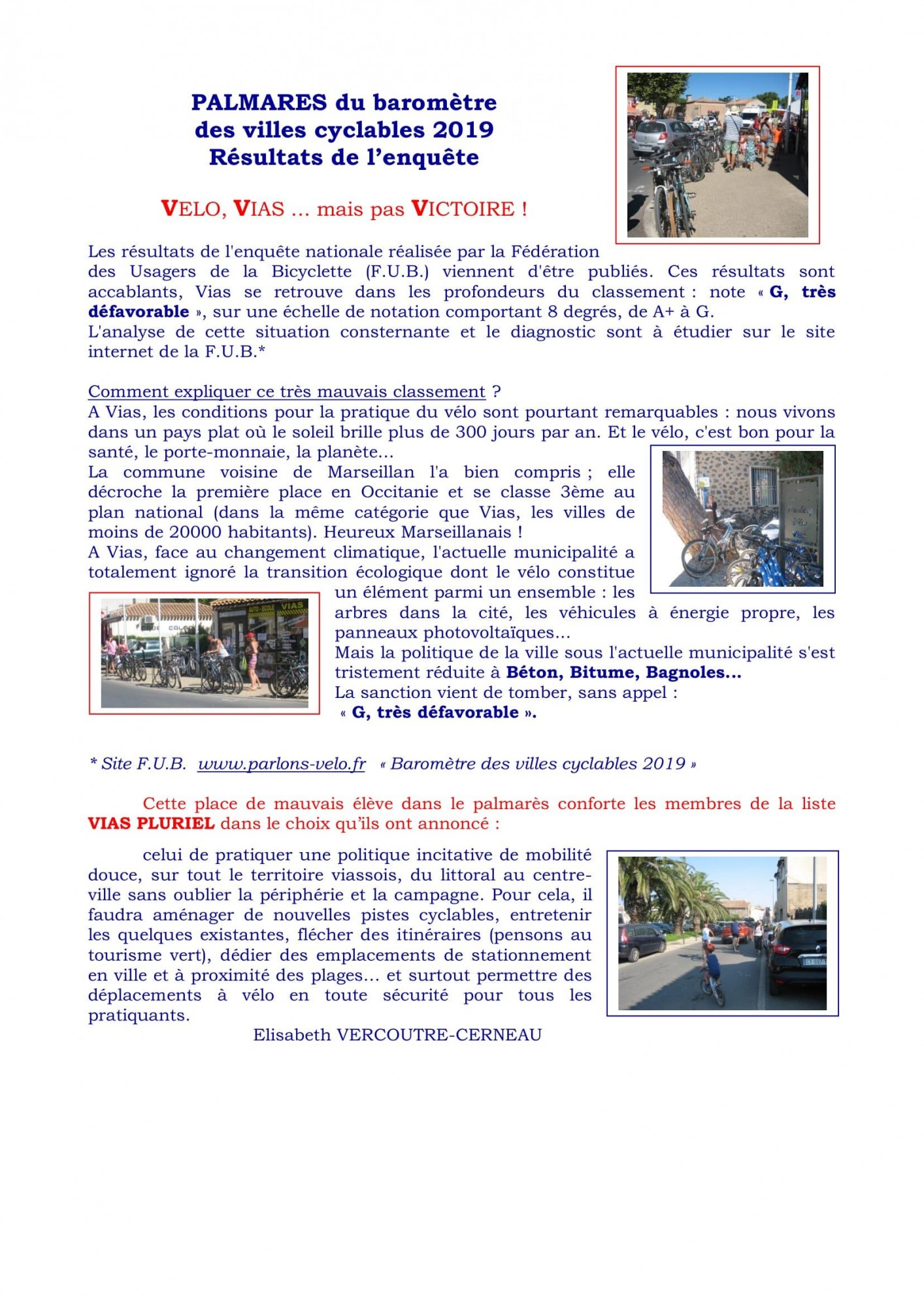 Vias - VIAS PLURIEL veut des pistes cyclables