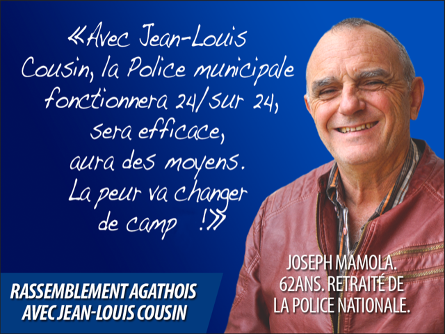 Agde - Joseph Mamola, retraité de la Police Nationale vient renforcer l'Équipe de Jean-Louis COUSIN