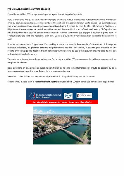 Agde - LA PROMENADE À AGDE, UNE PASSERELLE : VASTE BLAGUE !