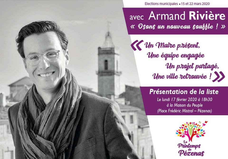 Pézenas - Présentation de la liste Le Printemps de Pézenas le lundi 17 février 2020 à 18h30