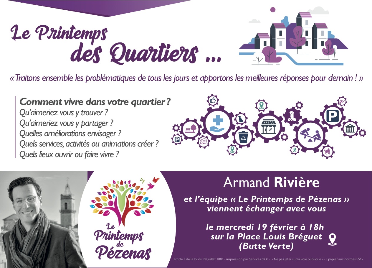 Pézenas - Le Printemps des Quartiers continue à la Butte Verte ce mercredi 19 février à 18h