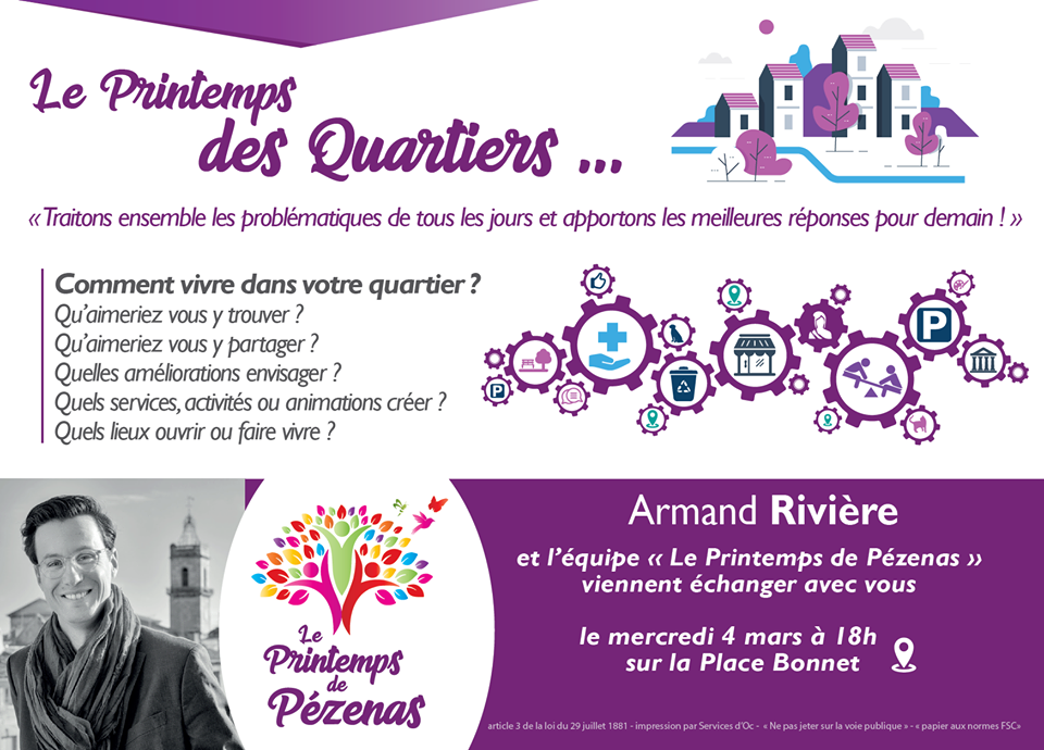 Pézenas - 4, 8 et 11 mars 2020, Le Printemps de Pézenas vous donne rendez-vous dans votre quartier !