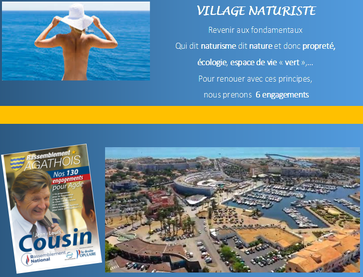 Agde - Revenir aux fondamentaux au Village Naturiste par Jean-Louis Cousin, tête de liste du Rassemblement Agathois