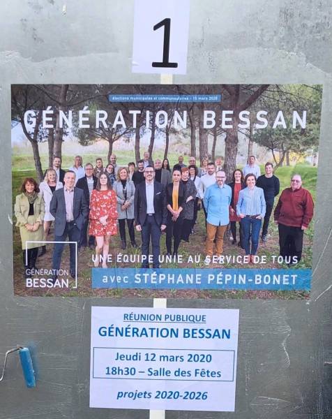 Bessan - J-8 avant l'unique tour des élections, choisissez l'avenir, votez Génération Bessan !