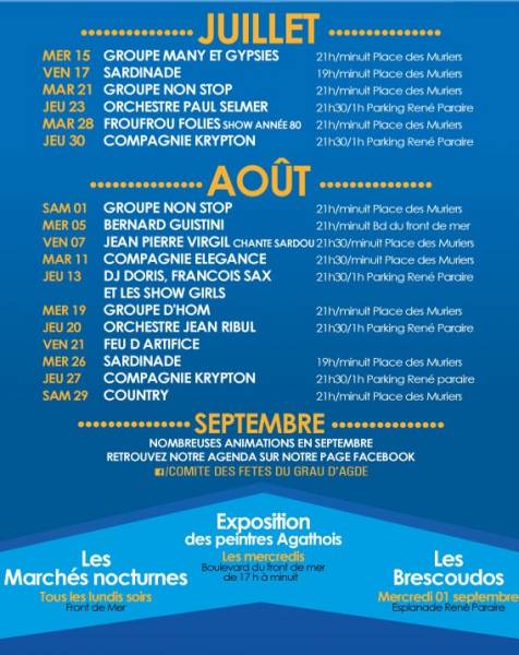 Grau d'Agde - Un beau programme cet été au Grau d'Agde !