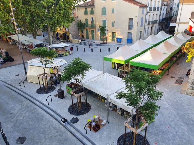 Bessan - La place de la Promenade a retrouvé son marché dominical dans de très bonnes conditions
