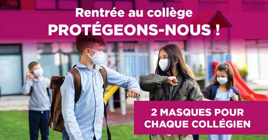 Hérault - 2 masques gratuits pour chaque collégien du département !
