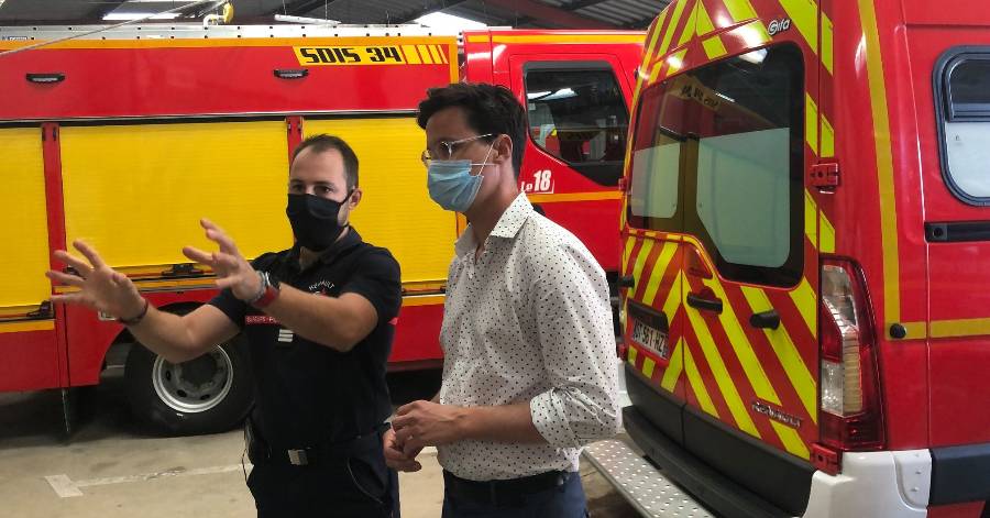 Pézenas - Armand Rivière, Maire de Pézenas s'est rendu à la Caserne des Pompiers