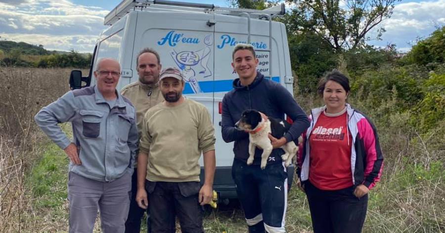 Caux - Sauvetage d'un chien après être resté coincé 22 heures dans une buse ! Tigrou va bien !