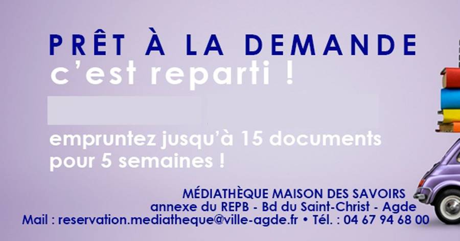 Agde - Votre médiathèque reste ouverte en drive durant le confinement