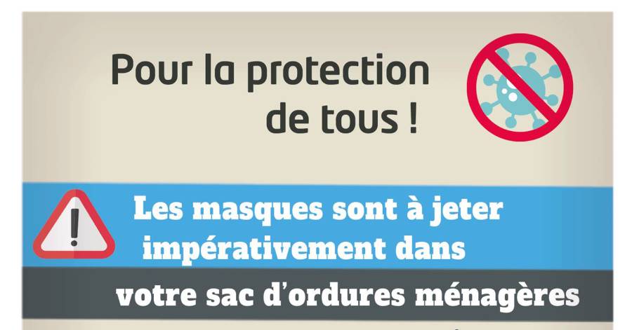 Pézenas - Rappel - Les masques doivent être jetés dans le bac ordures ménagères !