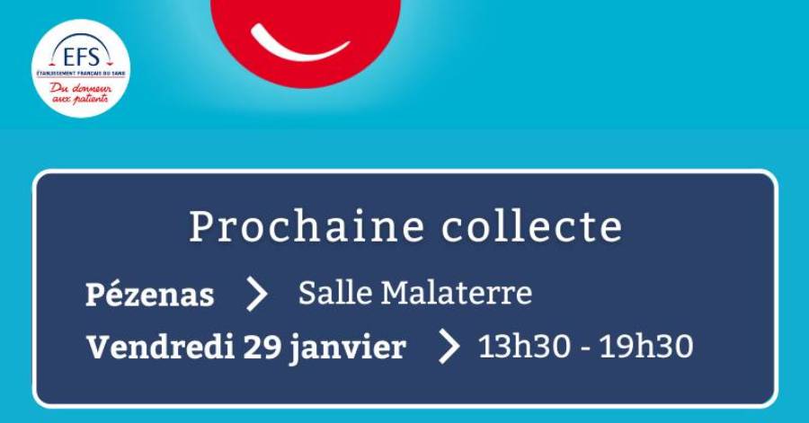Pézenas - La prochaine collecte de sang à Pézenas est organisée le 29 janvier.