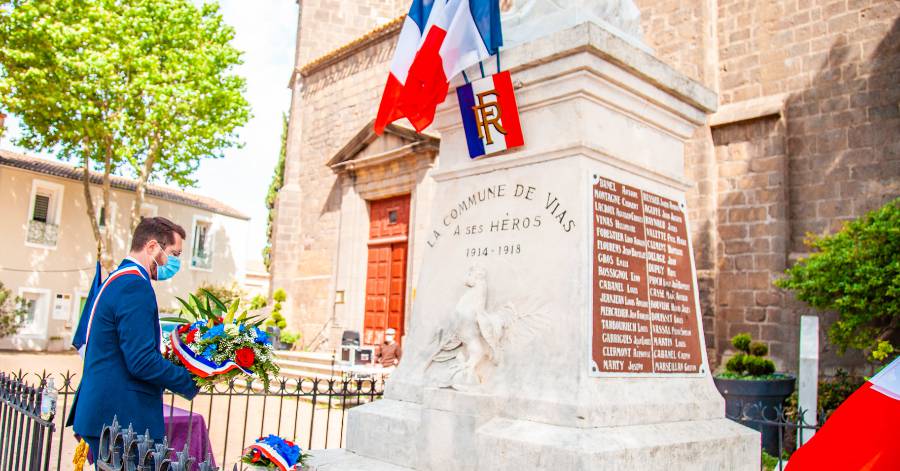 Vias - 8 mai - Le Maire, déposera une gerbe au pied du Monument aux morts