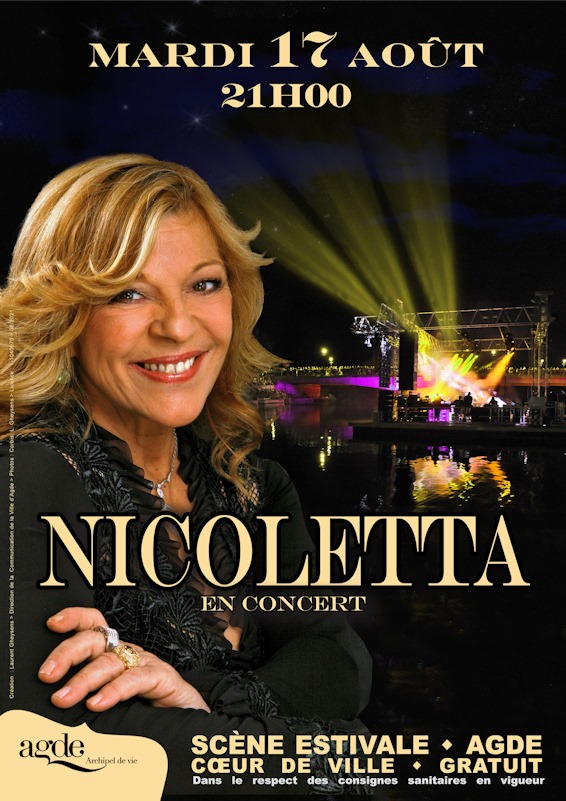 Agde - Nicoletta en concert sur la Scène Flottante à Agde le 17 août 2021