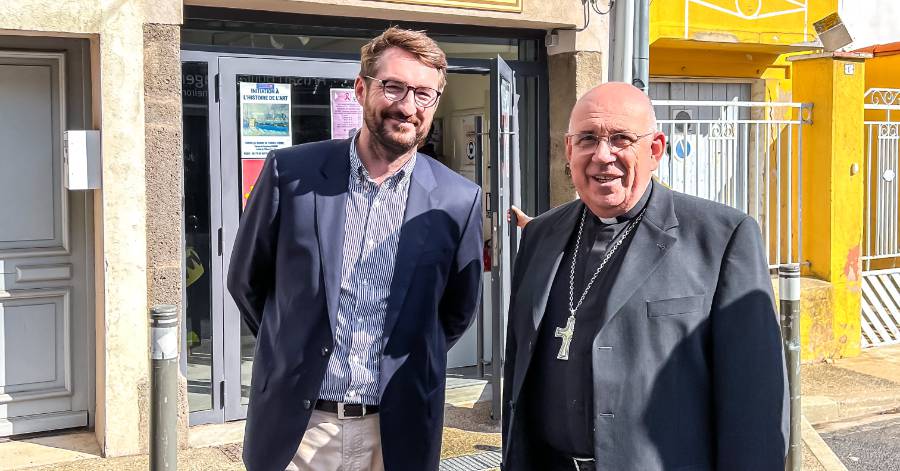 Vias - Monseigneur Alain Guellec, nouvel évêque auxiliaire de Montpellier visite Vias !
