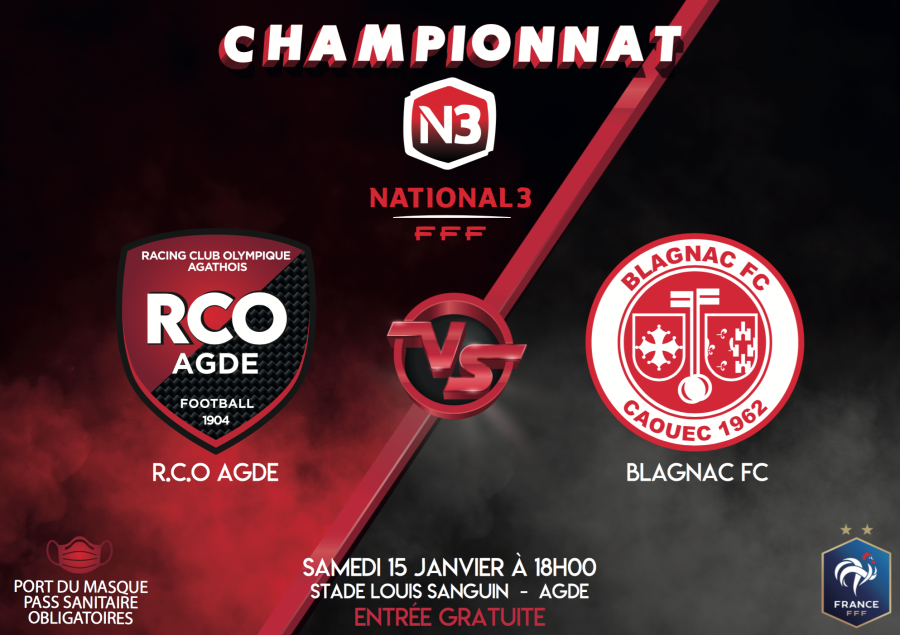 Agde - Le RCO Agde reçoit le Blagnac FC ce samedi 15 janvier 2022