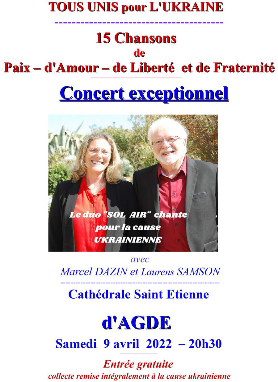 Agde - Un concert pour l'Urkraine à la Cathédrale Saint Etienne d'Agde !