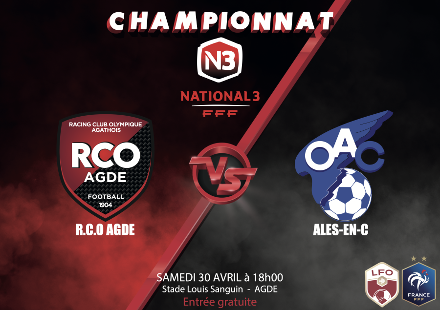 Football Agde - Le RCO Agde reçoit le leader de N3 : Alès ce samedi 30 avril 2022