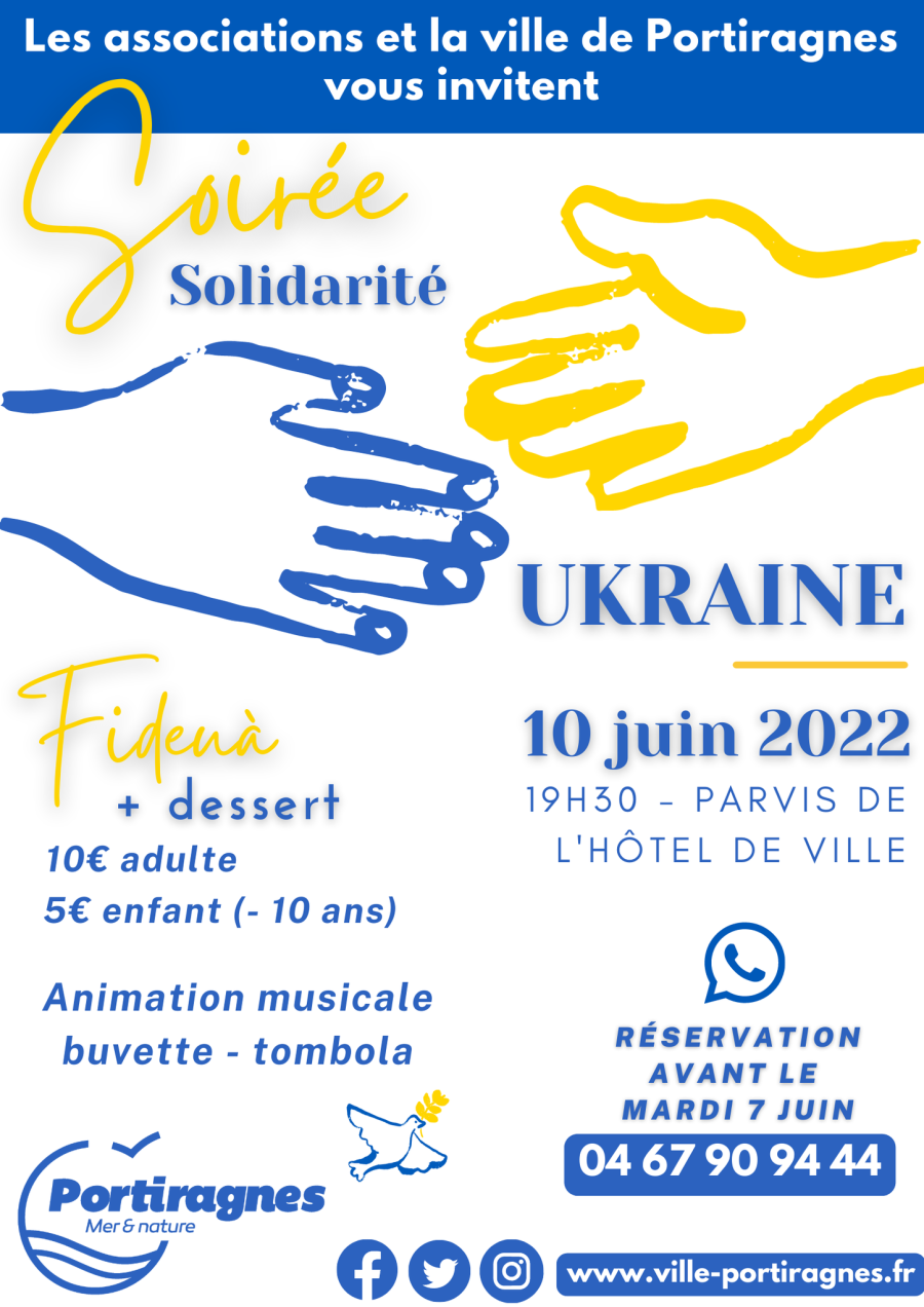 Portiragnes - Soirée Solidarité Ukraine le 10 juin à portiragnes !