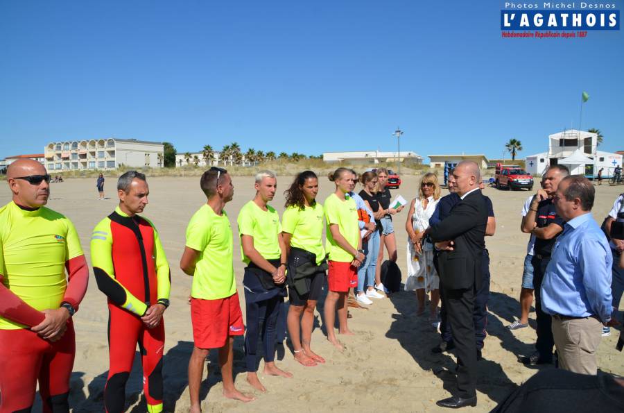 Marseillan - Le dispositif de secours côtier présenté à Marseillan Plage en présence du préfet de L'Hérault