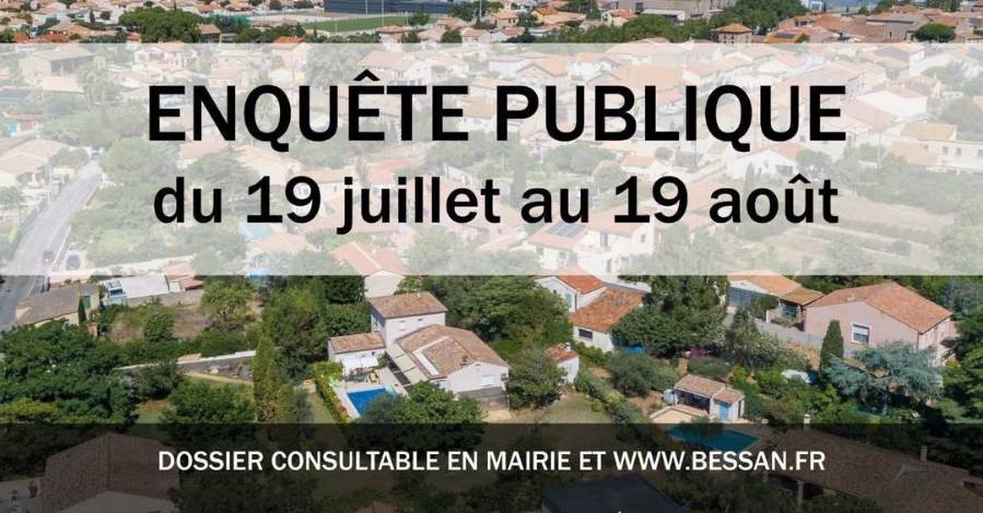 Bessan - Enquête publique modification du plan local d'urbanisme jusqu'au 19 août.