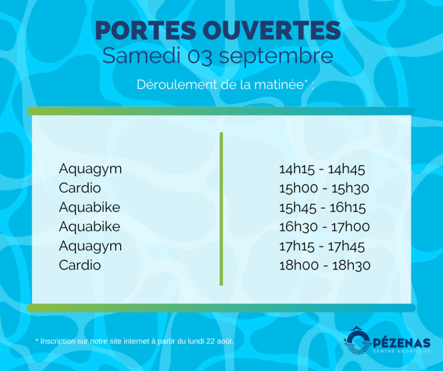 Pézenas - Le programme des portes ouvertes à la piscine Ô Pézenas