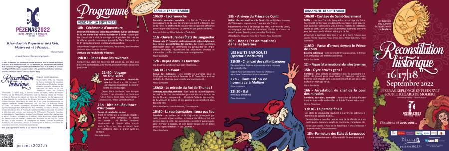 Pézenas - Le programme détaillé de la  Reconstitution historique  du 16 au 18 septembre