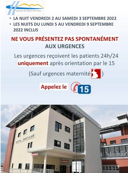 Agde - Séte - Hôpital Saint Clair : Activation du niveau ii du plan de sauvegarde du fonctionnement des urgences