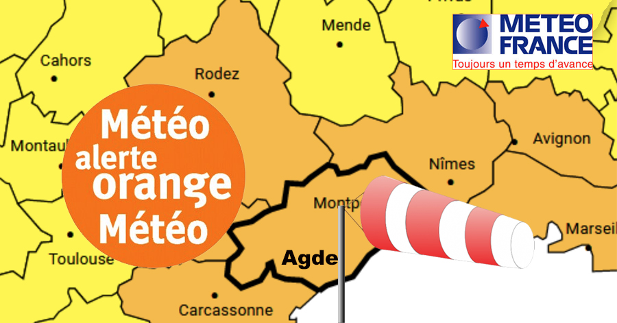 Hérault - Agde - Alerte orange : 19 h 45 Épisode pluvio-orageux actif nécessitant un suivi particulier du fait de son intensité