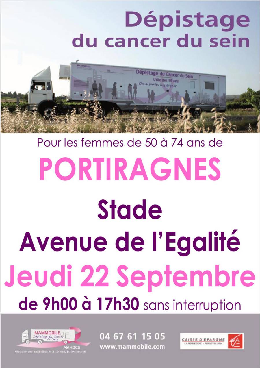 Portiragnes - Le camion du dépistage du cancer du sein sera à Portiragnes le 22 septembre !