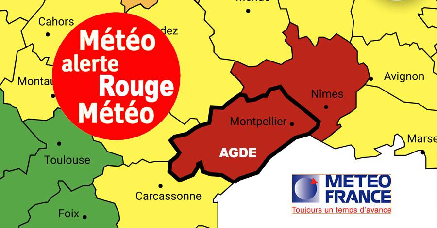 Hérault - L'Hérault placé en vigilance ROUGE - Orages - Pluie- Inondations par le préfet de l' Hérault
