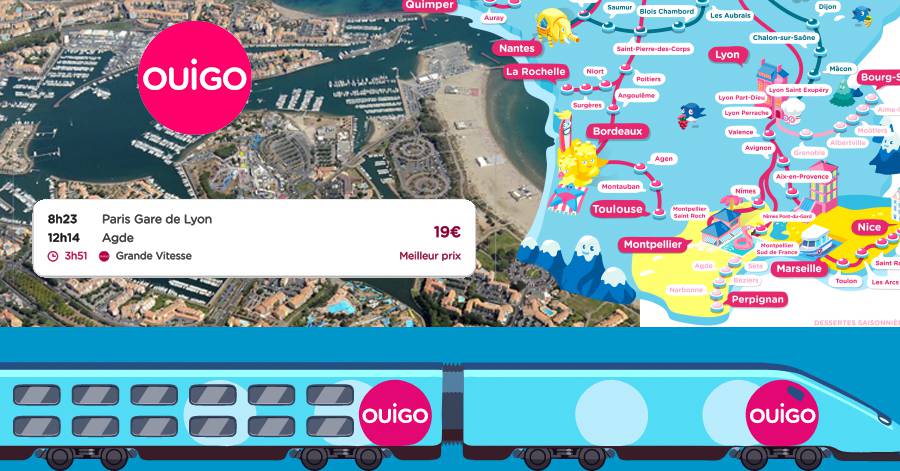 Agde - Les OUIGO à 19 € pour le Cap d'Agde ouverts à la réservation depuis ce matin !