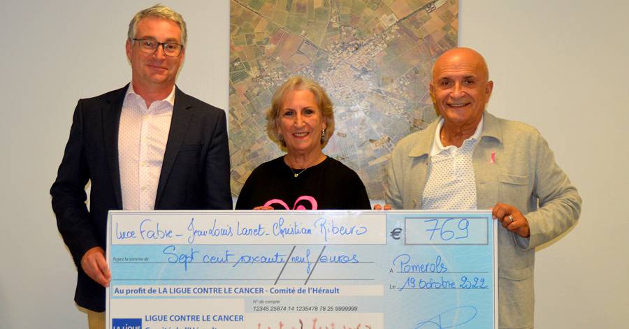 Pomérols - Remise d'un chèque pour la Ligue contre le Cancer !