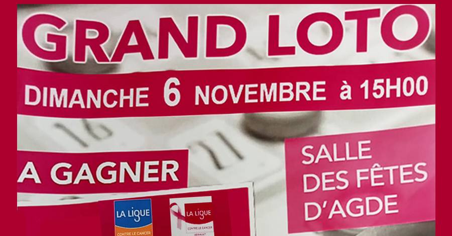 Hérault - Grand Loto au profit de la ligue contre le cancer  Dimanche 6 novembre à 15 h