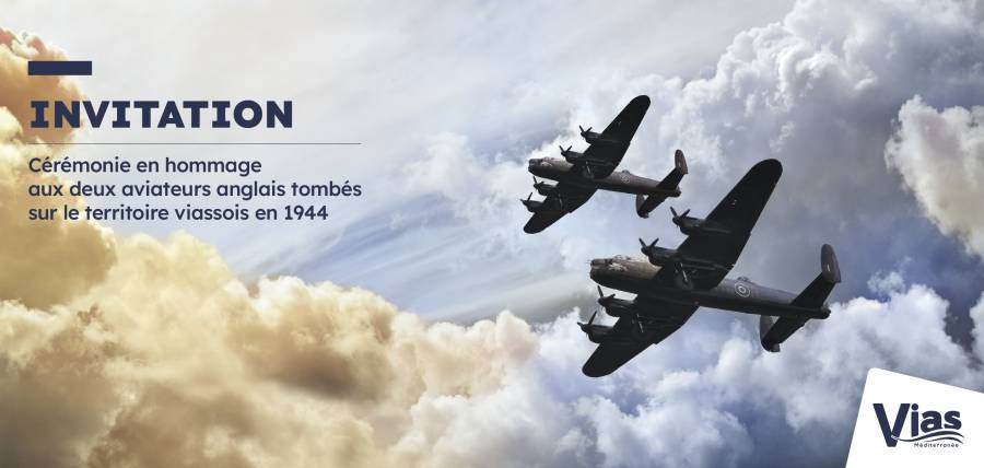 Vias - Cérémonie à la mémoire des deux aviateurs tombés sur le territoire viassois en 1944