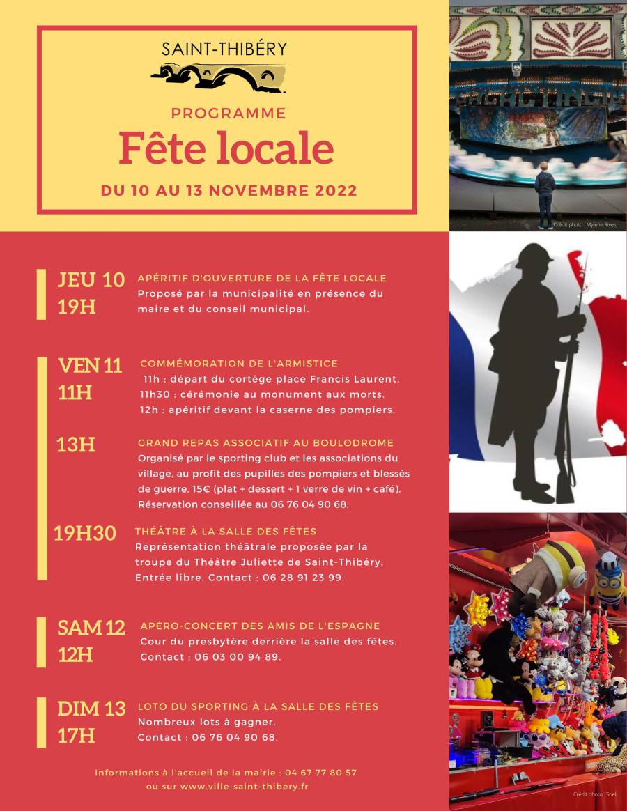 Saint-Thibéry - Le programme de la fête locale à partir du 10 novembre