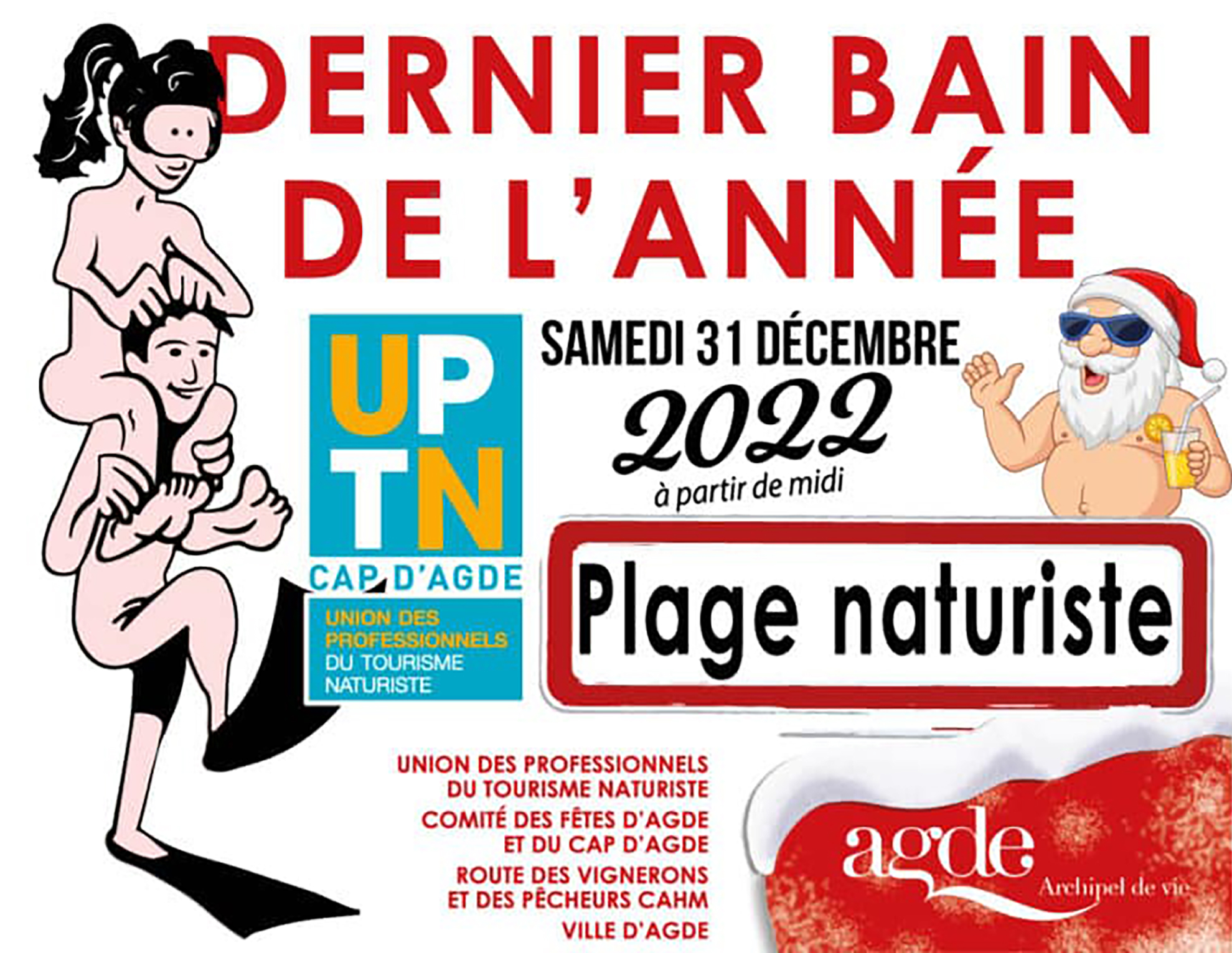 Cap d'Agde - 33 ° Bain de Noël Naturiste le 31 décembre : L'album souvenir  des 32 précédentes éditions