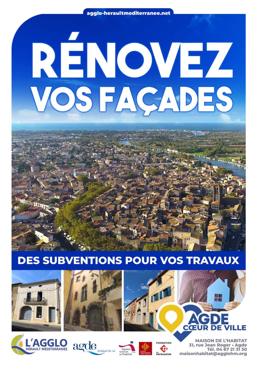 Agglo Hérault Méditerranée - Pour rénover vos façades : Pensez aux aides via l'Agglo