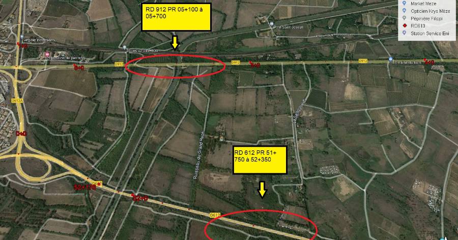 Vias - Travaux d'inspection sur la RD 612 et la RD 912