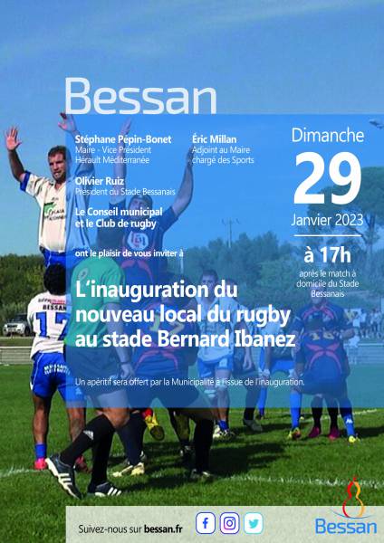 Bessan - Inauguration d'un nouveau local pour le club de rugby au stade Bernard Ibanez