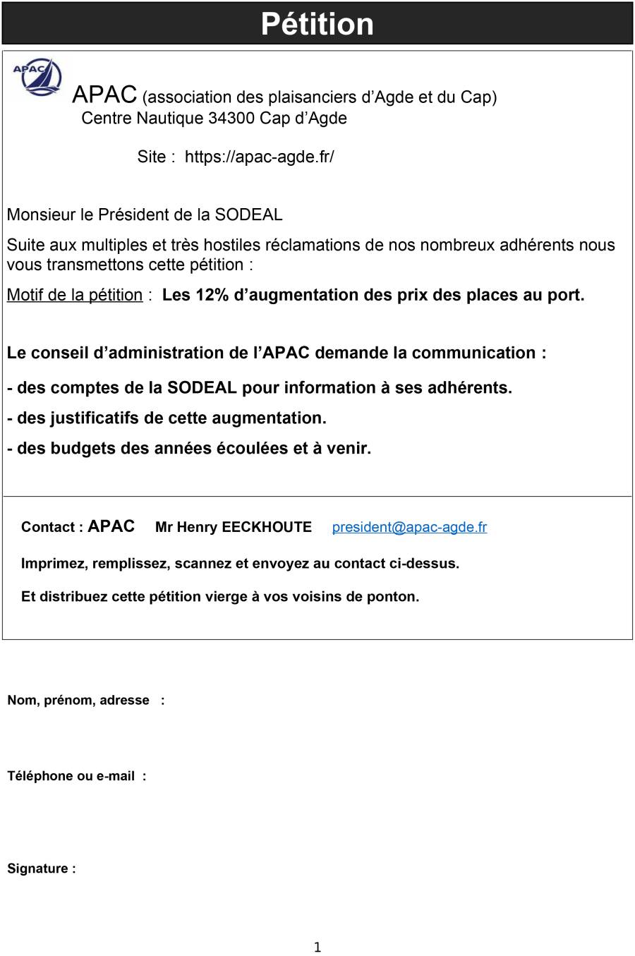 Cap d'Agde - Une pétition face à l'augmentation du prix des places au port !